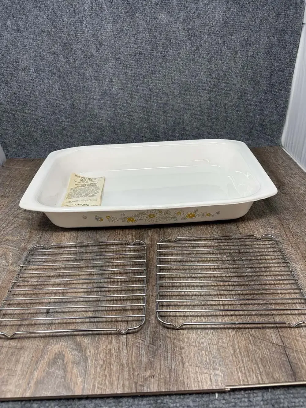 VTG Corning Ware P-76-B Roaster Floral Bouquet 15.5” Casserole Dish & racks USA